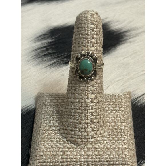 Native American Southwest Sterling Silver Turquoise Ring Single Stone Stacker - Picture 8 of 10